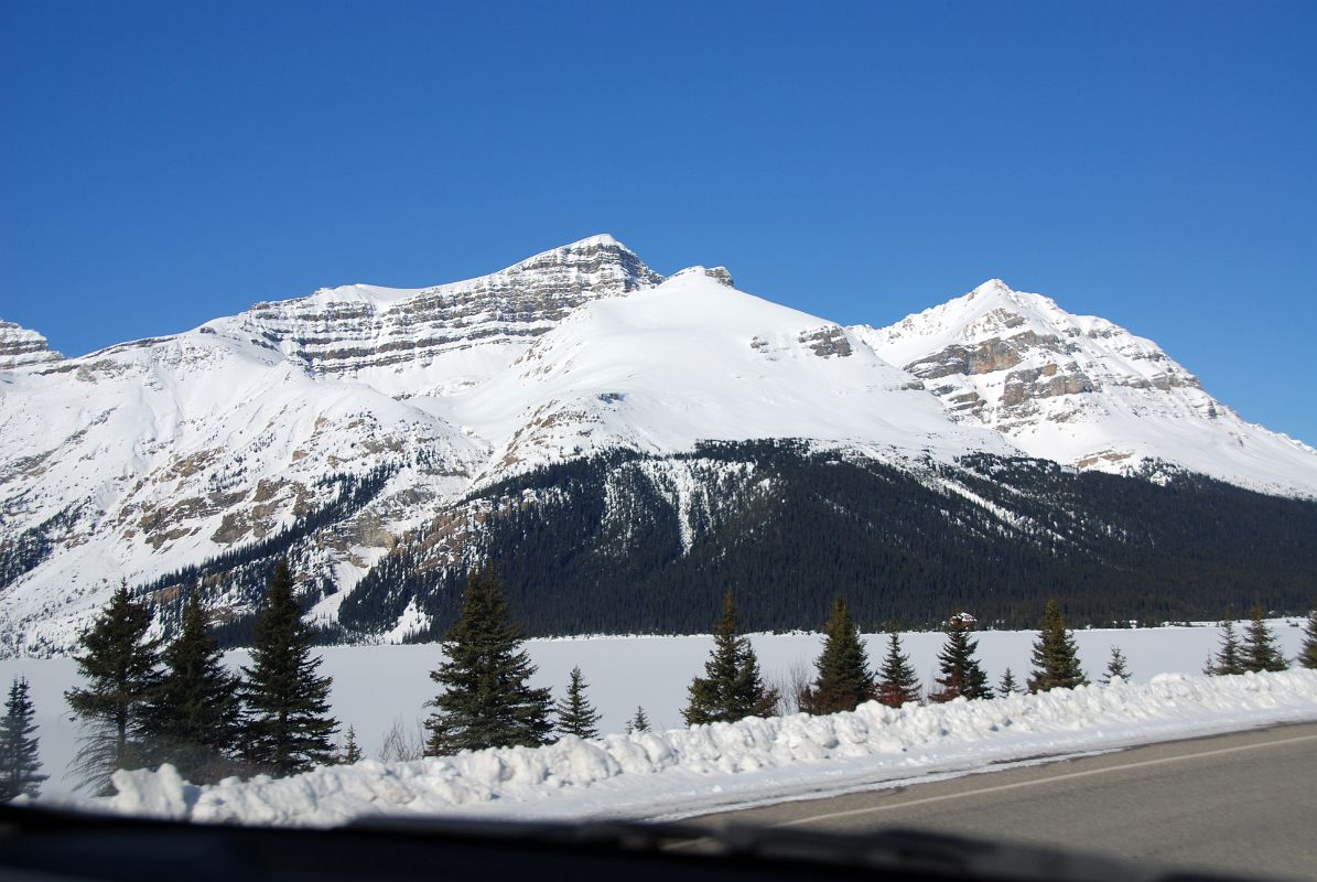 43 Frozen Bow Lake, Mount Jimmy Simpson From Icefields Parkway